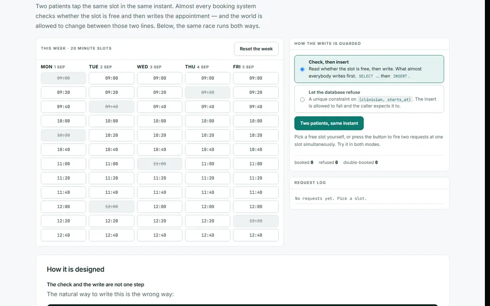 Appointment booking — system design sample