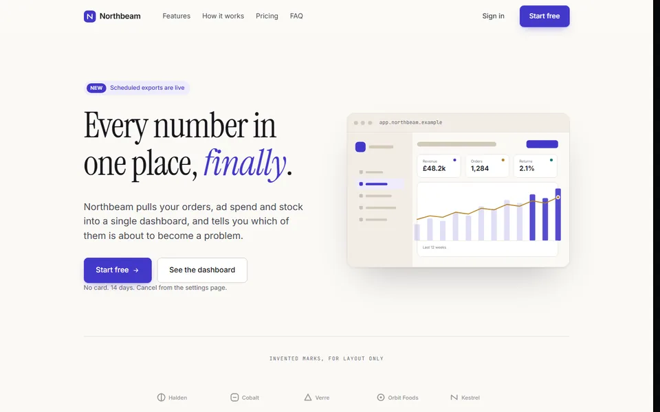 Marketing site — design sample
